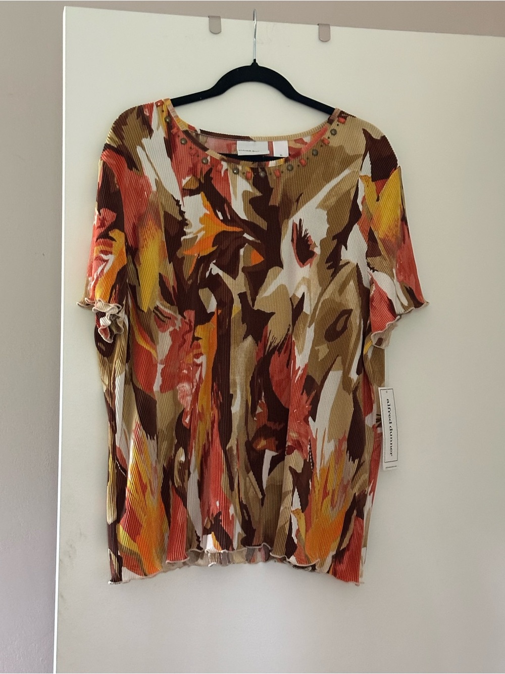Alfred Dunner Women’s Multicolor Abstract Print Short Sleeve Top